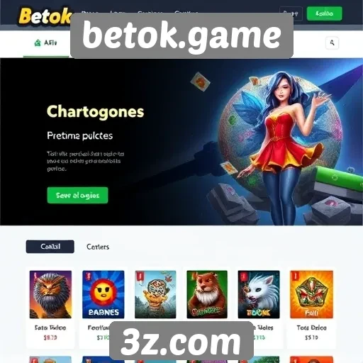 Interface de usuário do site betok.game é intuitiva